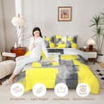 thumbnail image 3 of Homewish Yellow Watercolor Square Full Size Comforter Sets,Vintage Abstract Artwork Bedding Comforter Set,Polkadot Reversible,3pcs,1 Comforter and 2 Pillowcases, 3 of 7