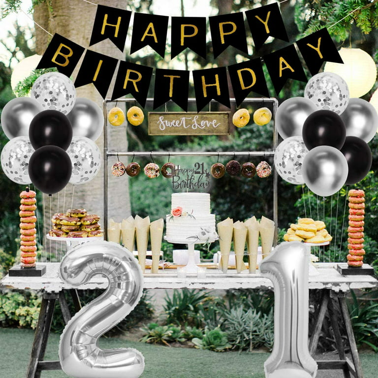 21st Birthday Decorations Silver And