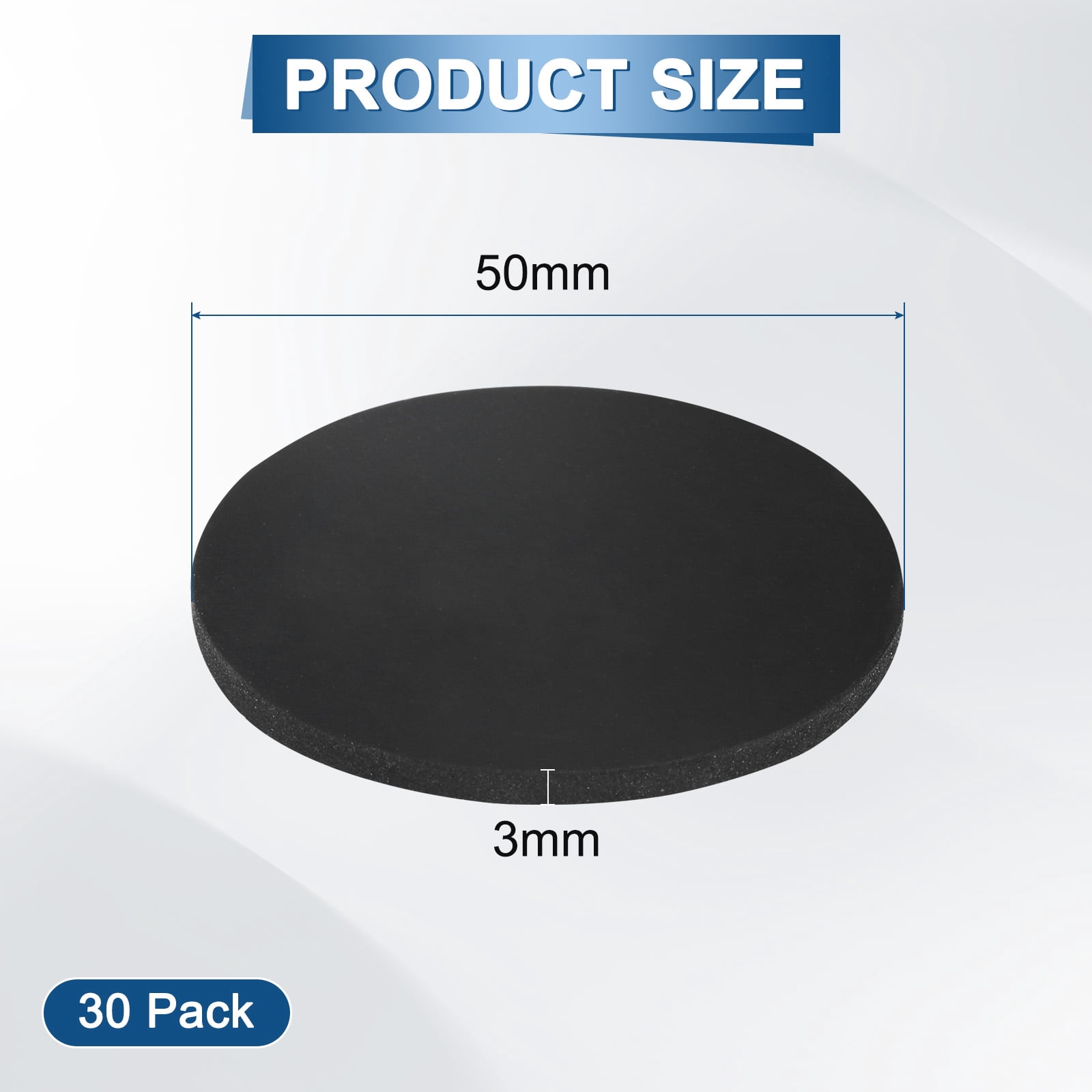 Uxcell 30-Pack Rubber Solid Discs Washers 50mm OD x 3mm Thick for HVAC Black