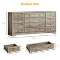 thumbnail image 2 of Wooden Dressers for Bedroom with 12 Drawers, Wide TV Stand Dresser for 65 in TV, Chest of Drawers, Wood Modern Clothes Storage Organizer for Living Room, Hallway, Grey, 2 of 7