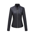 thumbnail image 1 of Chaqueta de cuero Giolshon Short sintética para mujer, color negro, talla XL, 1 of 9