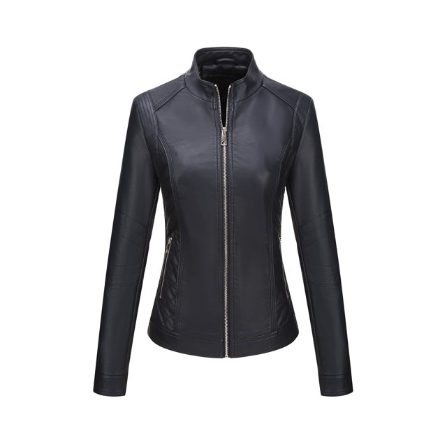Chaqueta de cuero Giolshon Short sintética para mujer, color negro, talla XL