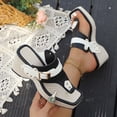 thumbnail image 2 of Gpaecead Women Wedge Thong Sandals Square Toe Woven Fabric Studded Straps Cushioned Plus Size Spring Summer Beach Bohemian Shoes,Black, 2 of 8