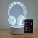 thumbnail image 4 of Auricular de luz nocturna shamjina para amantes de la música, lámpara de 3D con control remoto Blanco Zulema lámpara de escritorio que cambia de color, 4 of 6