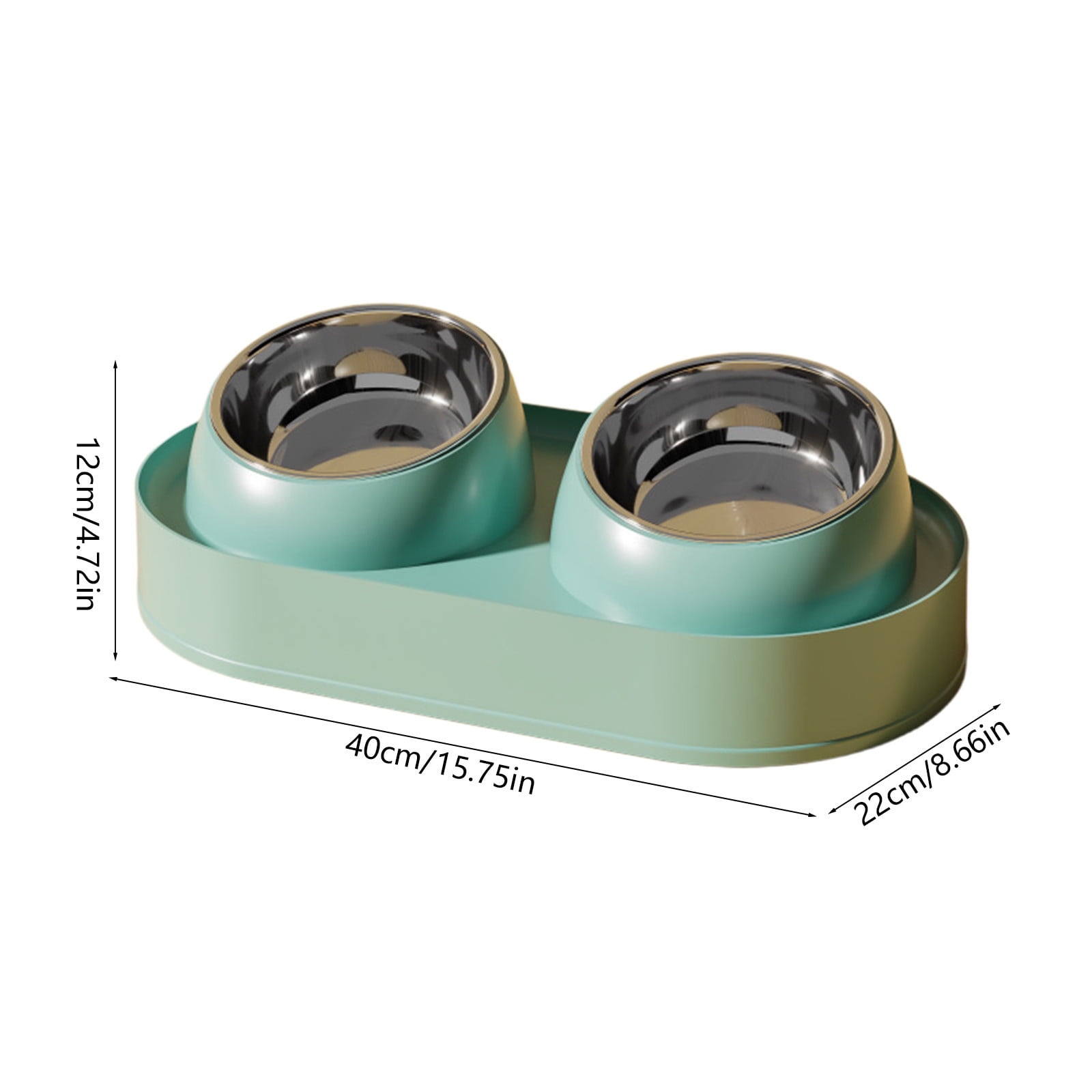 onlyliua Stainless Steel Tilted Cat Feeding Bowl Double-Well Anti-Tip Neck-Protecting Elevated Slanted Design Non-Slip Base Dishwasher-Safe Large Capacity Food And Water Station Cat Bowl