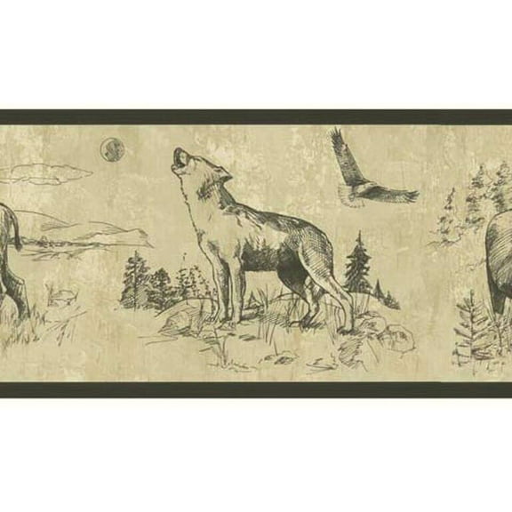 879191 Moose Buffalo Wolf Eagle Wallpaper Border 242b58385