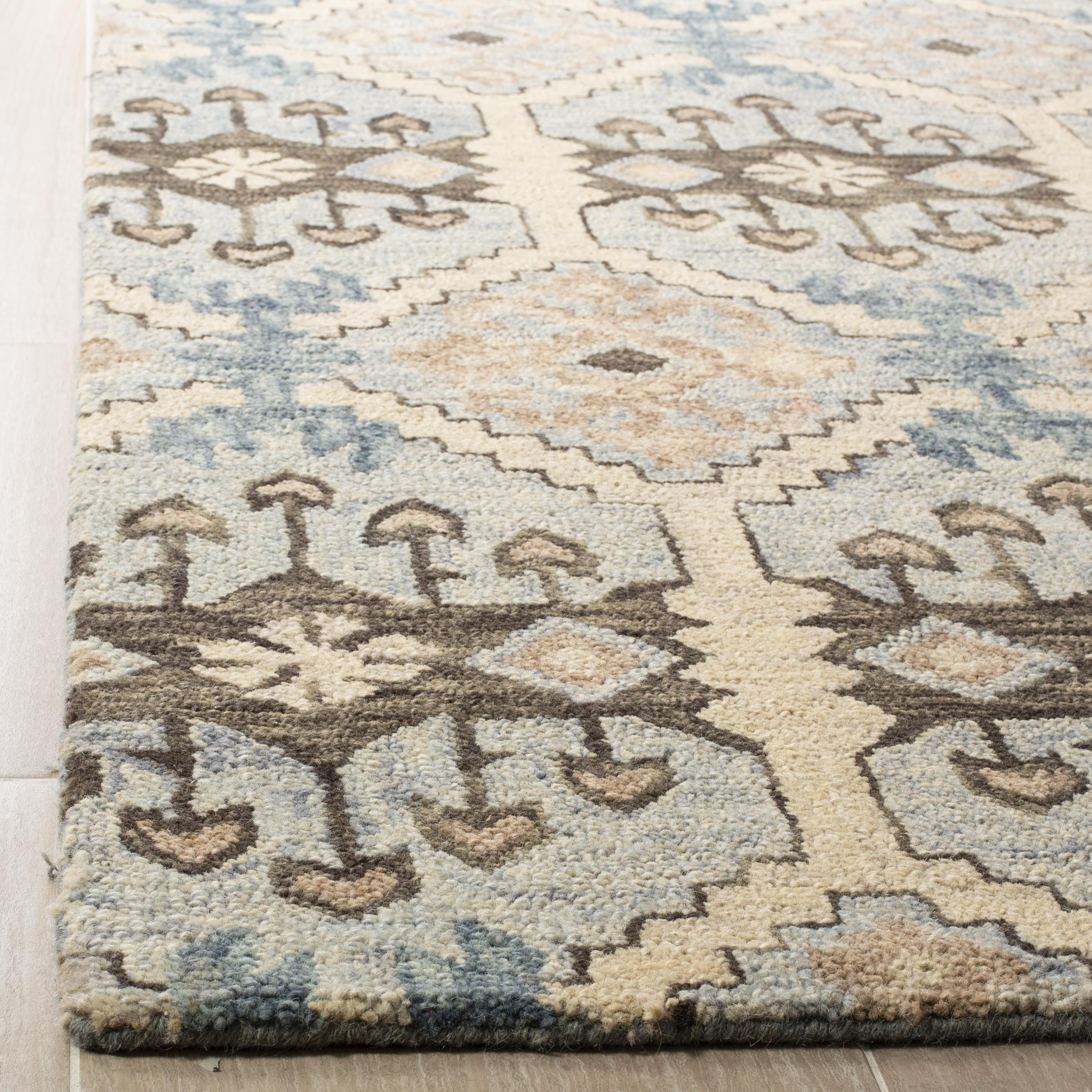 SAFAVIEH Aspen Noweel Geometric Wool Area Rug, Light Blue/Cream, 11' x 15'