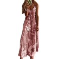 thumbnail image 1 of Robe Imprimée Fleurie Sans Manches Robe d'Été Bohème Col en V Longues Robes Robe d'Été pour Femmes, 1 of 2