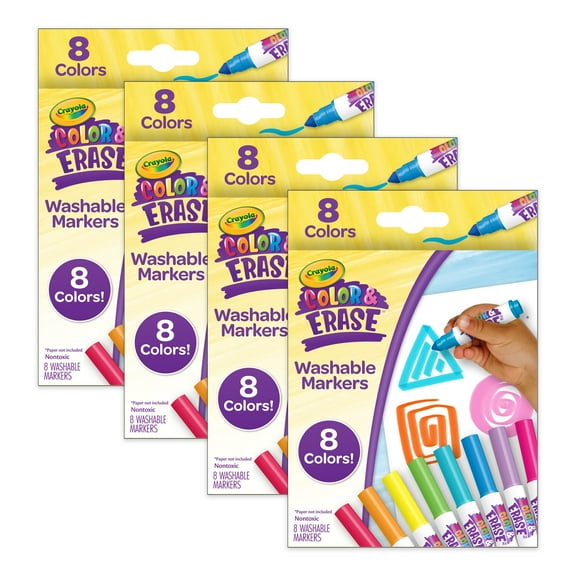 Crayola Color & Erase Markers, 8 Per Pack, 4 Packs