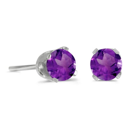Direct Jewelry 14k White Gold Round Amethyst Back Stud 14k White Gold Round Amethyst Back Stud Earrings
