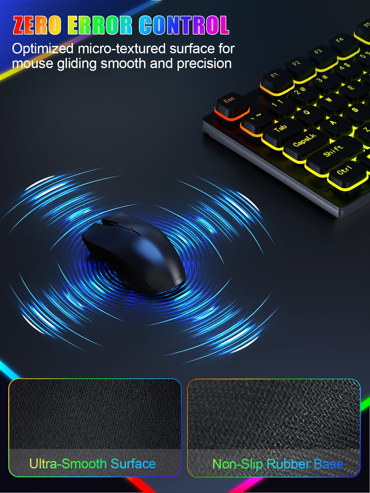 Miroddi RGB Gaming Mouse Pad with Wireless Charging, LED Desk Mousepad with Phone Holder, 15W Fast Charging Computer Keyboard Mat for Home, Office
