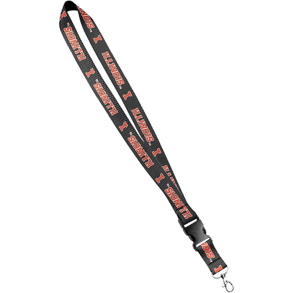Moose Pet Wear University of Illinois Lanyard - Smoke - Satin Keychain Necklace, ID Badge Holder - 1 Inch