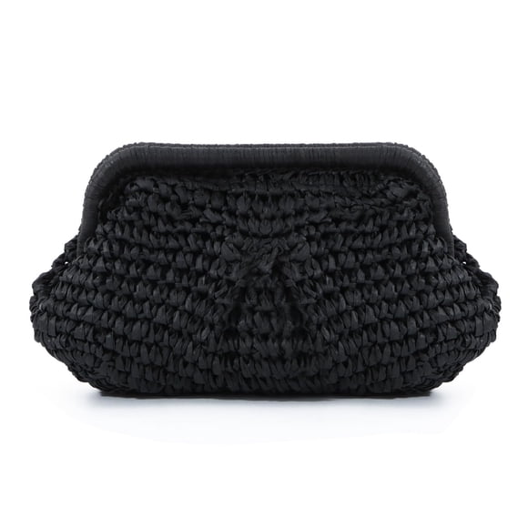 Bolso de mano de paja en forma de dumpling LUI SUI tejido para mujer