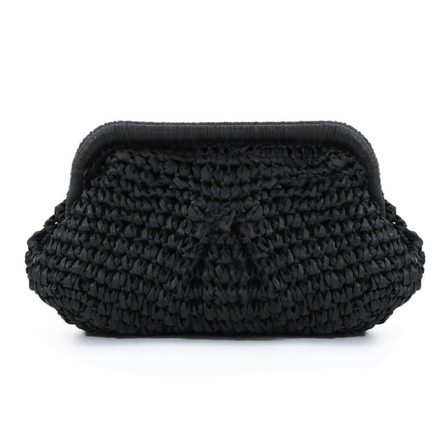 Bolso de mano de paja en forma de dumpling LUI SUI tejido para mujer