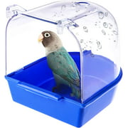 QUETO Baignoire à oiseaux suspendue transparente, cage de douche en plastique pour nettoyer les perroquets et oiseaux coucous, bleu