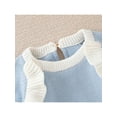 thumbnail image 6 of SAYOO Infant Baby Knitted Romper, Long Sleeve Crew Neck Plaid Print Frill Trim Bodysuit, 6 of 9