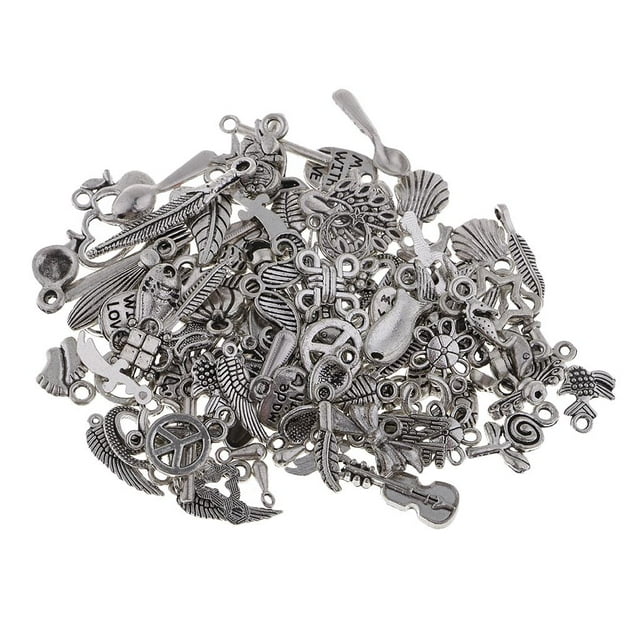 simhoa 100Pcs Jewelry Making Charms, Mixed Tibetan Metal Charms Pendants DIY for