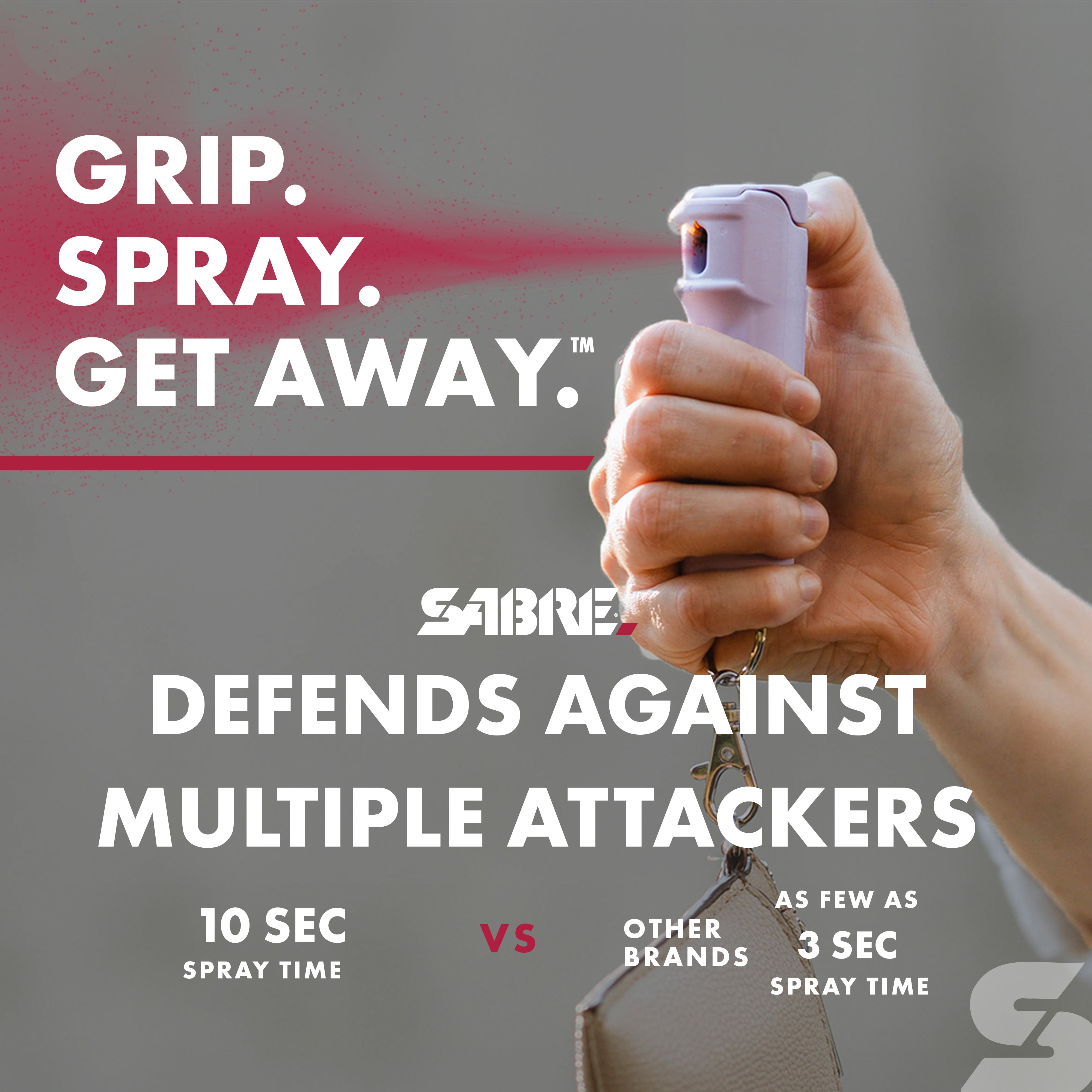 (2 pack) SABRE Pepper Gel & Personal Alarm Kit, Snap Clip and Key Ring for Easy Access, Lavender and Black, 1 Ct, Pocket Pepper Sprays