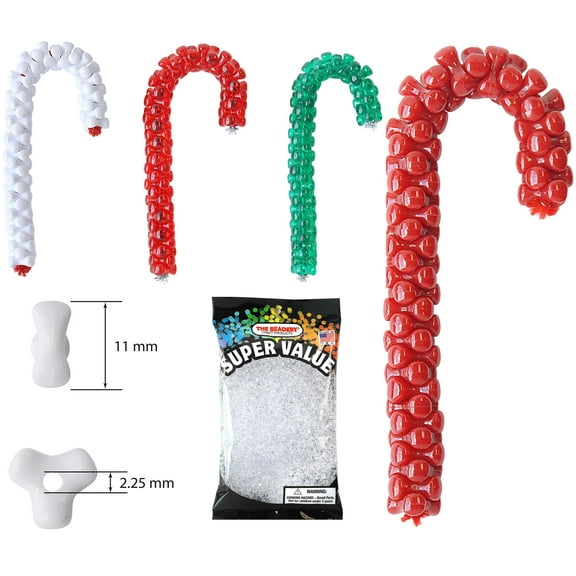 The Beadery Festive 11MM Plastic TriBeads: Ruby, Crystal, Emerald, Red, and White, 4500 beads