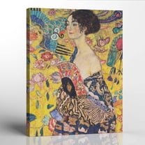 Fine Art Prints, Klimt Wall Art, Gustave Klimt Prints, Lady With A Fan Canvas Print, Fine Art Oil Paintings, Ready To Hang for Living Room Home Wall Décor 16x20