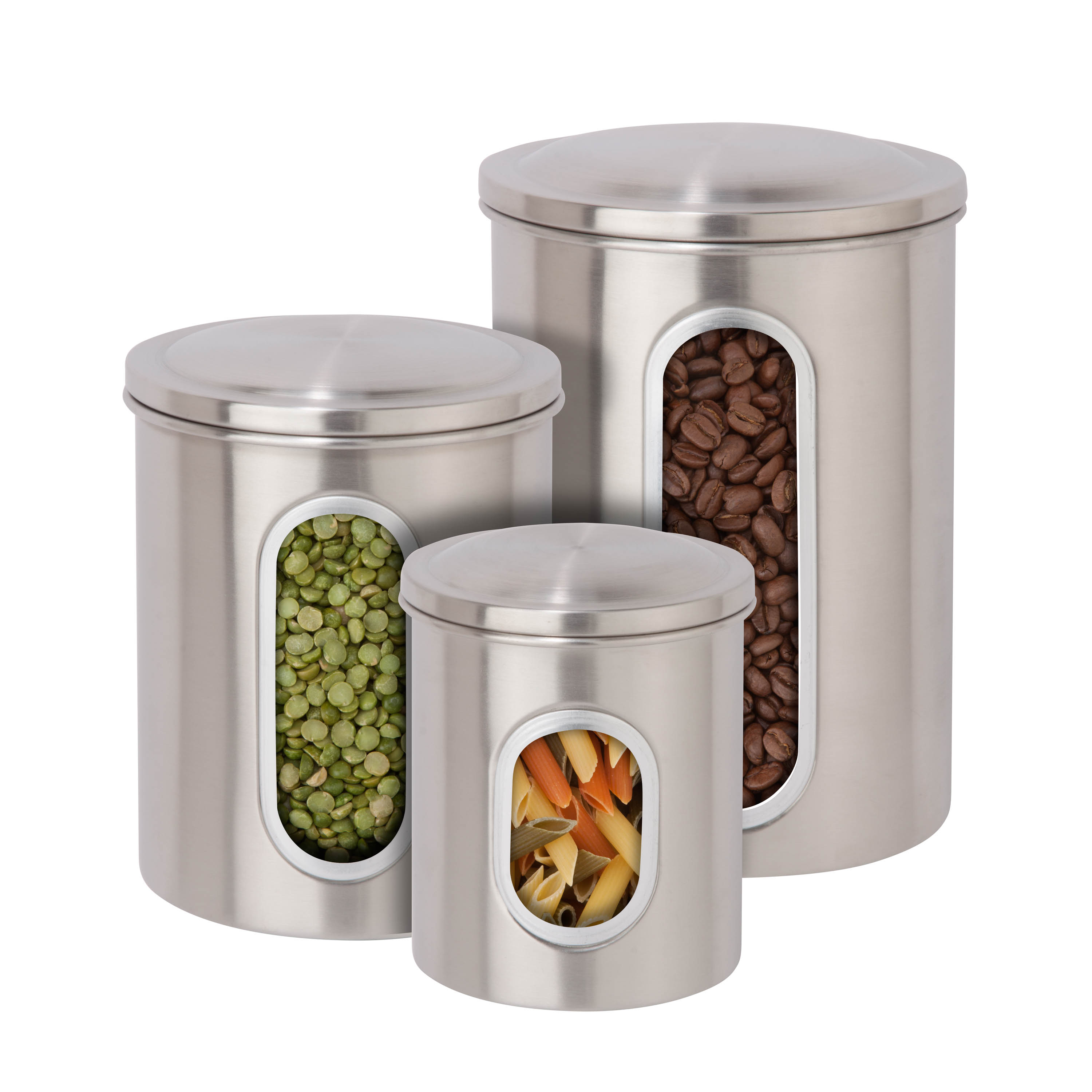 Honey-Can-Do Stainless Steel 3-Piece Nesting Kitchen Canister Set, Silver - image 2 of 5
