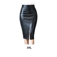 thumbnail image 3 of Jumpingount Faldas lápiz de oficina de aplicación amplia curva del cuerpo embellecedora de tela negra de alta gama de PU para mujer Prendas para la parte inferior del cuerpo negro 3XL, 3 of 6