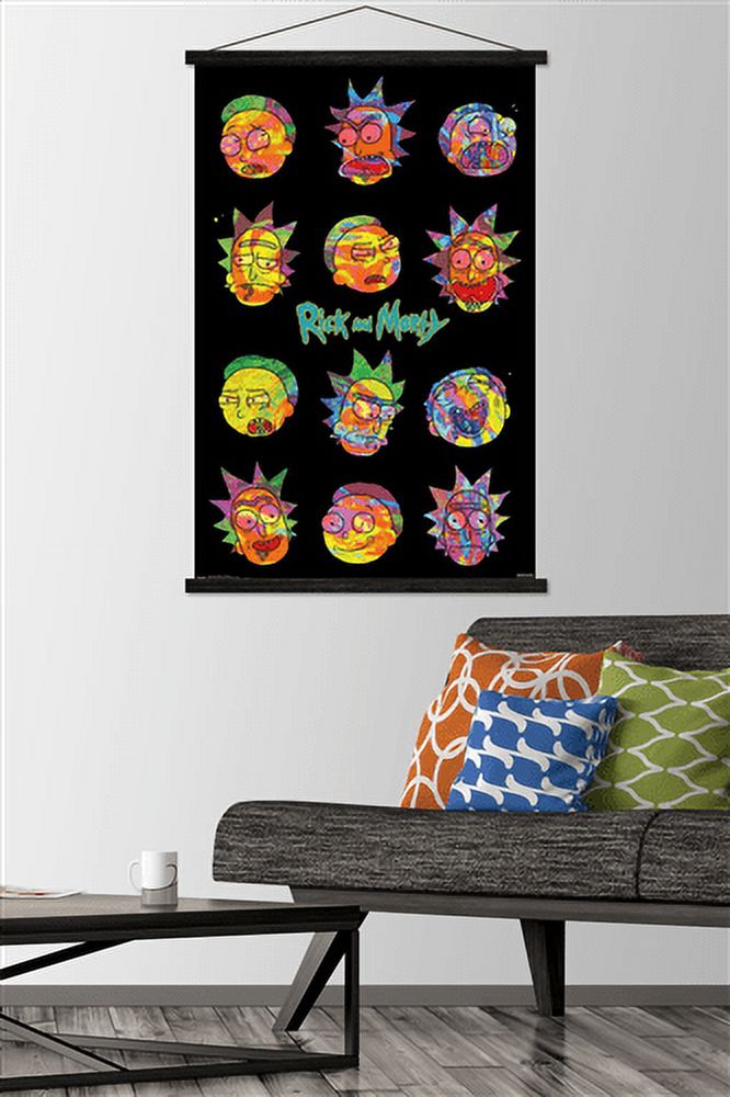 Rick And Morty - Vaporwave Wall Poster with Magnetic Frame, 22.375" x 34"