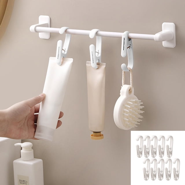 Double Headed Long Tail Clip Hook Multifunctional Hook Clip Kitchen Bathroom Hanging Storage Fixed Clip