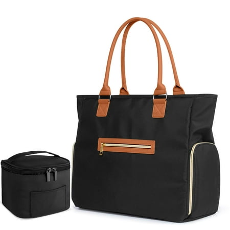 Breast Pump Tote with Pockets for Cooler Bag and Laptop, Leather ...