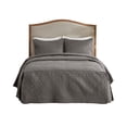 thumbnail image 3 of Izzovium Dark Grey Queen Bedspread Set, 3 Piece Quilted with Pleated Corners, 60x80 Inches, Microfiber Split Corner Design, 3 of 14