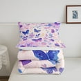 thumbnail image 5 of Purple Butterfly Bedding Queen Size Chic Animals Comforter Set Queen , Pink Blue Floral Duvet Insert Botanical Leaves Quilt Set, Watercolor Flower Bedding Comforters & Sets, 5 of 6