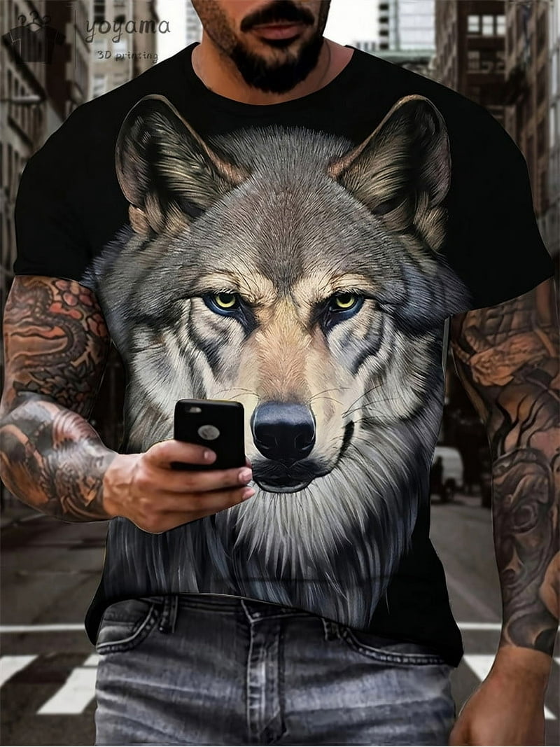 New 3d Animal Wolf Print Men T-Shirt Fashion Casual Trend