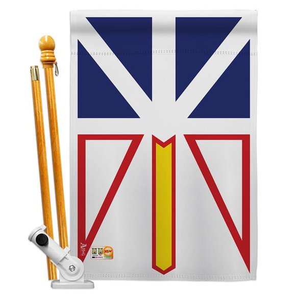 AA-CP-HS-140936-IP-BO-D-US18-AG 28 x 40 in. Newfoundland Flags of the World Canada Provinces Impressions Decorative Vertical Double Sided House Flag Set & Pole Bracket Hardware Flag Set
