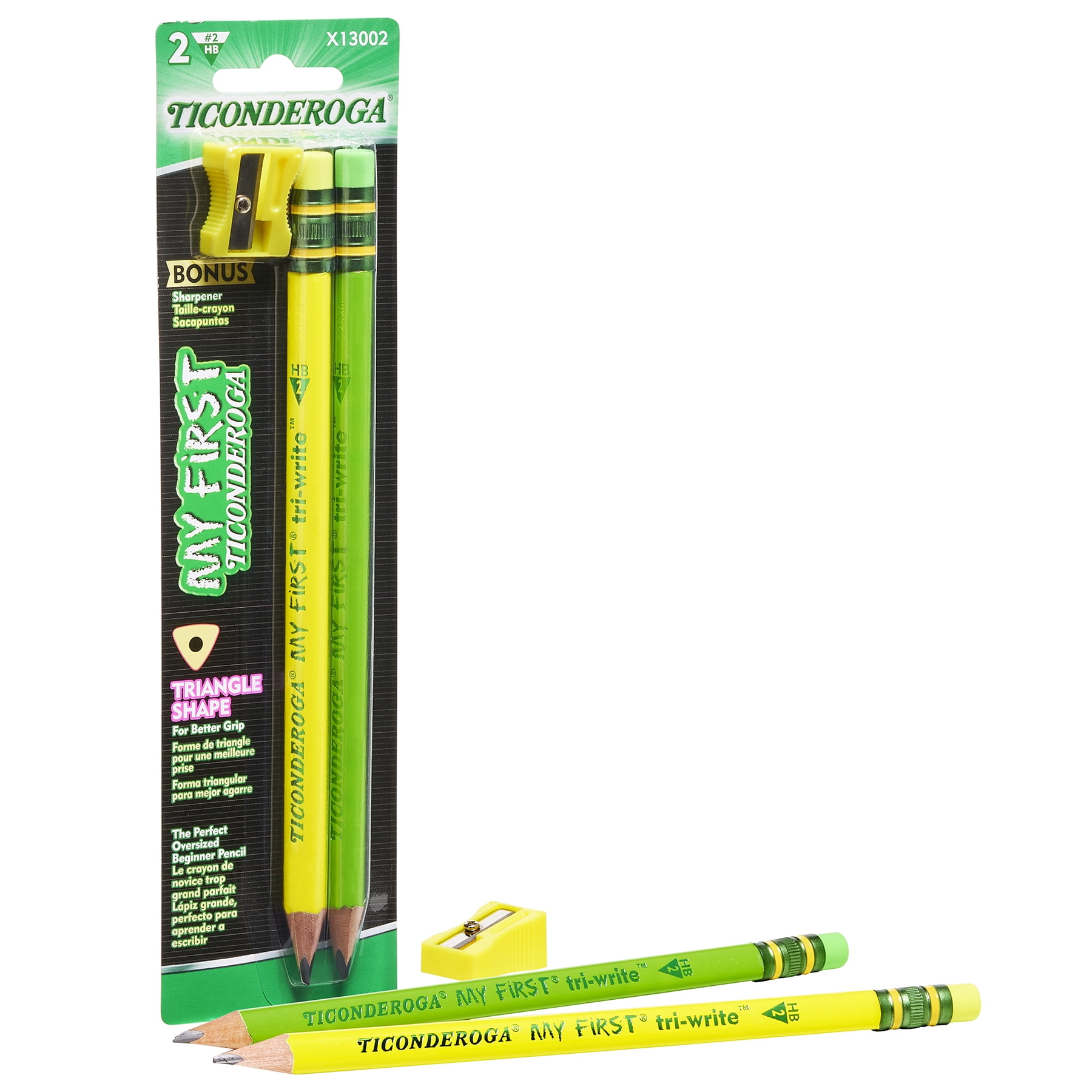Ticonderoga My First Tri-Write Wood-Cased Pencils, Neon Assorted, 2 Per Pack, 12 Packs