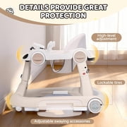 Toddler Baby Walker with Wheels, Interactive Activity Walker with Music Toy and Feeding Table