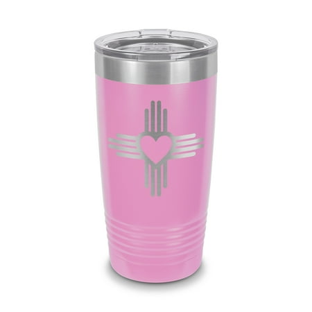

Zia Heart Symbol Tumbler 20 oz - Laser Engraved w/ Clear Lid - Stainless Steel - Vacuum Insulated - Double Walled - Travel Mug - nm love new mexico state flag sun - Light Purple