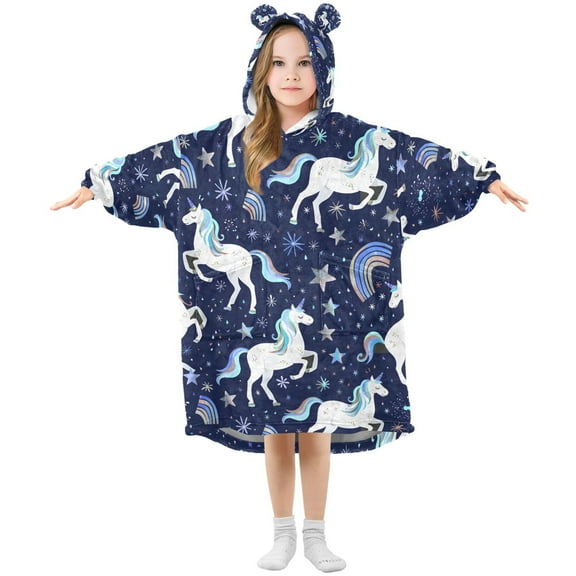 joogoo Wearable Blanket Hoodie for Unicorns Rainbows Oversized Sherpa Hooded 3-14 YR M