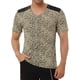 thumbnail image 1 of Inspire Chic Conjunto Camiseta de Hombre con Estampado de Leopardo, Cuello en V, Manga Corta, Talla M, Beige, 1 of 6