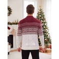 thumbnail image 4 of COOFANDY Mens Quarter Zip Pullover Sweaters Casual Slim Fit Knit Texture Sweater Fair Isle Pattern, 4 of 8