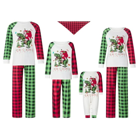 

Sunisery Family Matching Pajamas Set Christmas PJ s Sleepwear Printed Top and Striped Bottom with Pocket