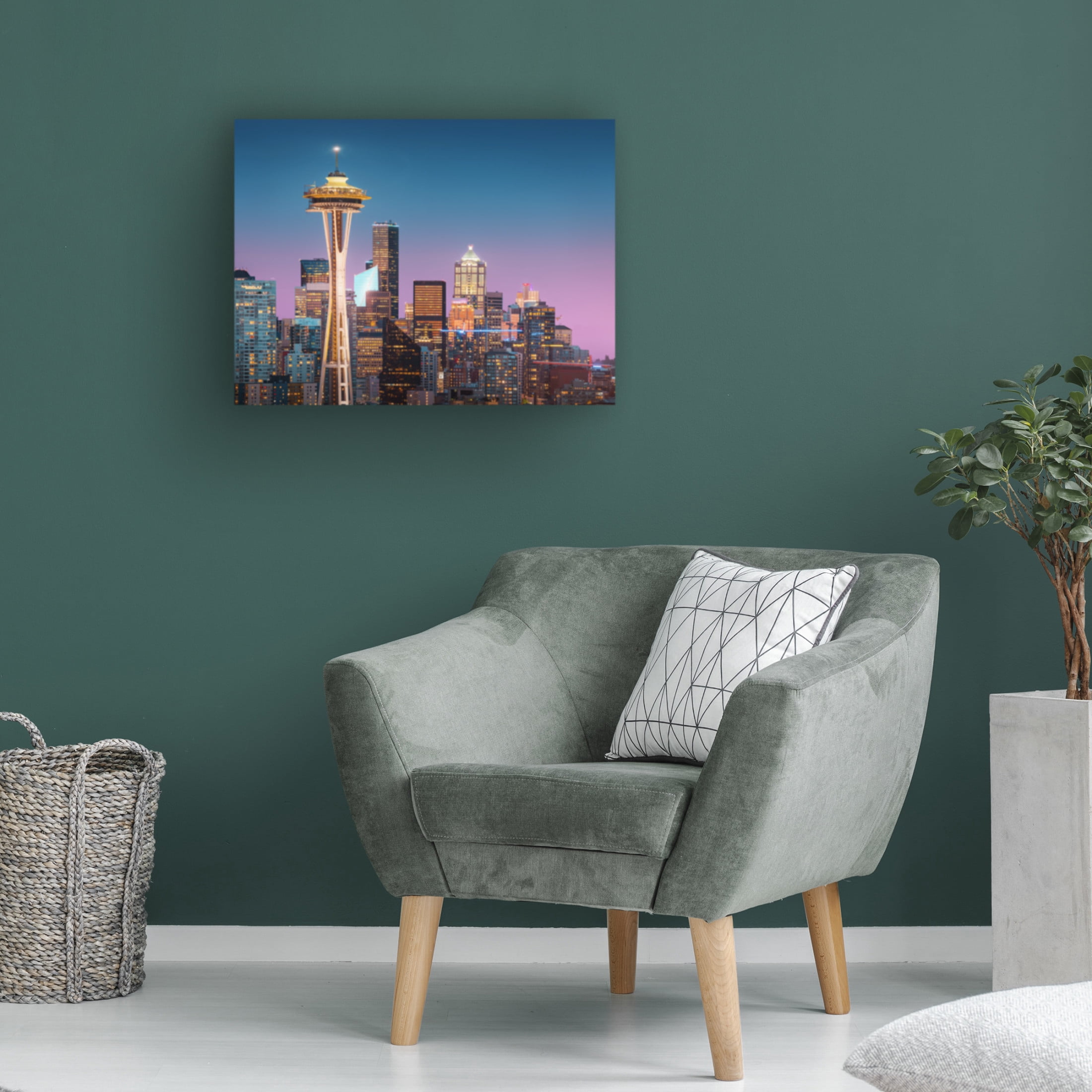 Canvas Wall Art - Juan Pablo de 'Pink Seattle ' Wall Art for Living Room, Bedroom, or Office D?cor by Trademark Fine Art - 47 x 35 Inches