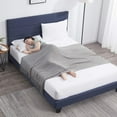thumbnail image 5 of Lammaloe King Size Platform Bed Frame with Horizontal Channel Upholstered Headboard, Navy, King, 5 of 9