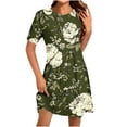 thumbnail image 2 of ITSAME Dress for Womens, Floral Short Sleeve Crew Neck Beach Shirt Sundress Multicolor 3XL, 2 of 5