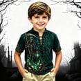 thumbnail image 2 of KHONTS Boys Viking Lace up V-Neck T Shirts Short Sleeve 3D Printed Tees,Size 2-13 Years 09-Green 140, 2 of 5