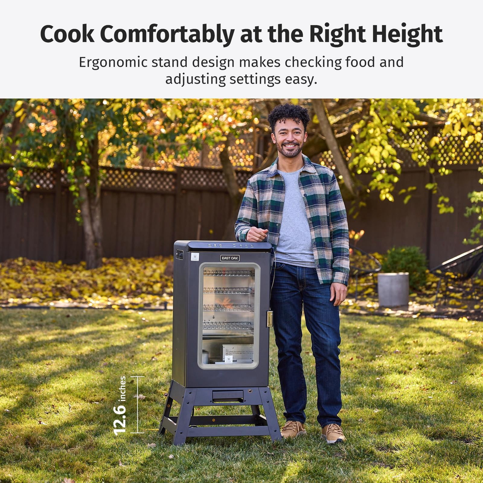 East Oak 725 Sq In Electric Smoker With Stand, Night Blue & Grey