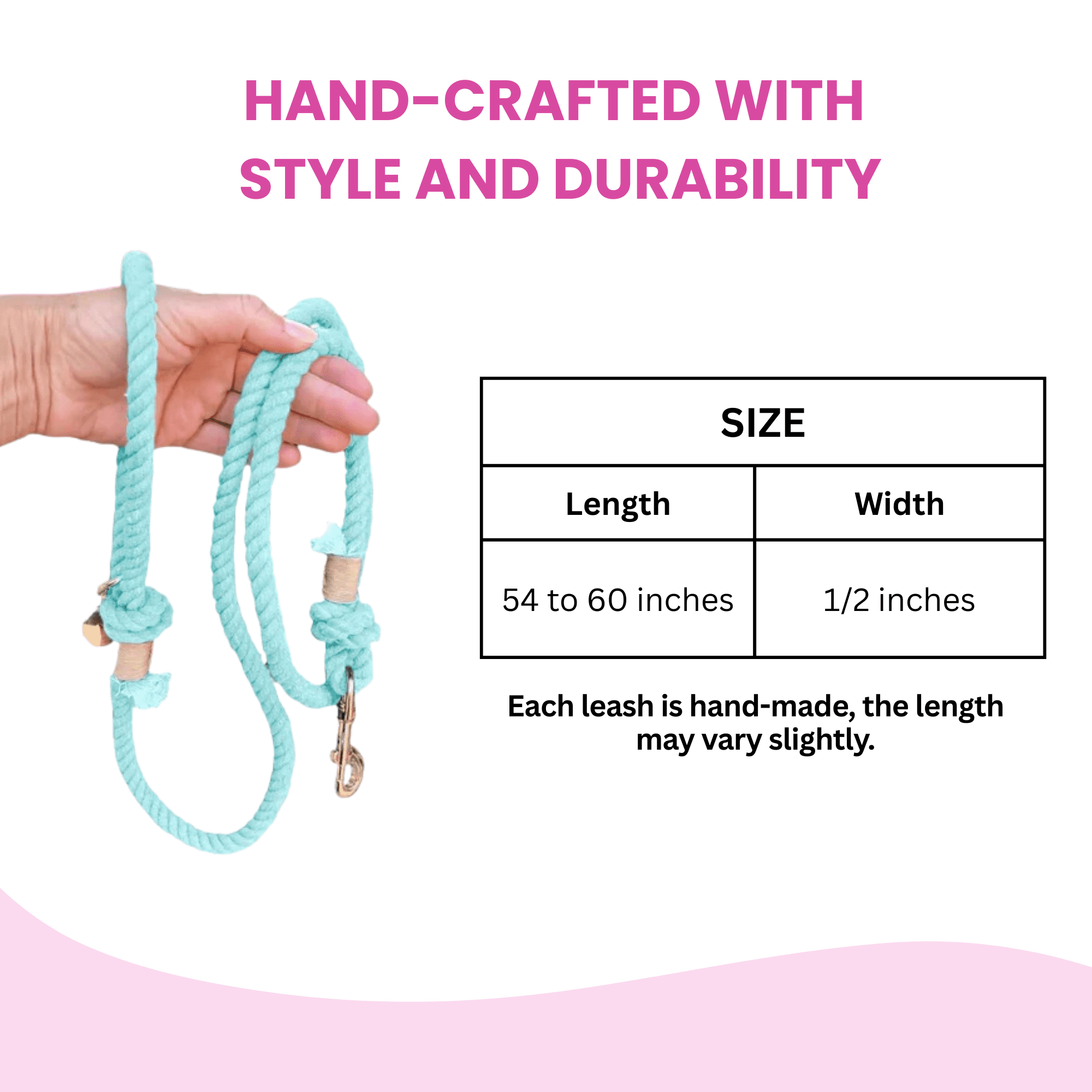 Light Blue Rope Dog Leash - Glow Pups