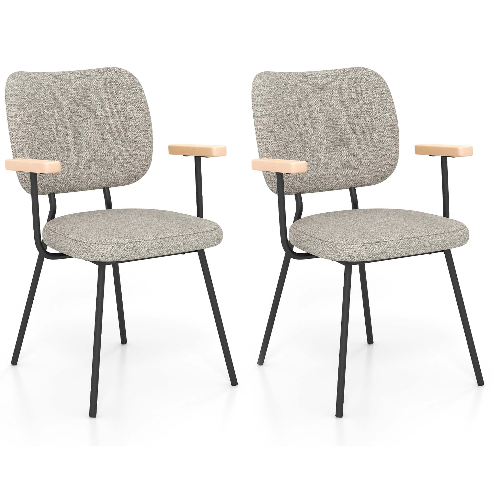 Costway Set of 2 Modern Linen Fabric Dining Chairs Padded Kitchen