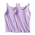 thumbnail image 1 of TIMIFIS Violet Femmes Modal Soutien-Gorge Intégré Rembourré Débardeurs de Yoga Hauts d'Été Col Rond Camisoles Sans Manches Couche Maillots de Corps Lot de 2, 1 of 2