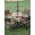 thumbnail image 3 of Outdoor Tablecloth with Umbrella Hole and Zipper, Christmas Poinsettia Square Table Cloth 54x54 Inch Waterproof Tablecloth, Xmas Red Flowers Pine Cones Vintage Picnic Table Cover for Patio Camping, 3 of 7