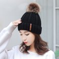 thumbnail image 5 of Yuanlong Womens Pompom Beanie Hat Lined Cable Knit Winter Warm Skull Cap Soft Stretchy Casual Outdoor Headwear, 5 of 5